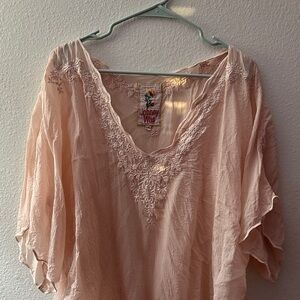 Johnny Was Blush Embroidered Blouse